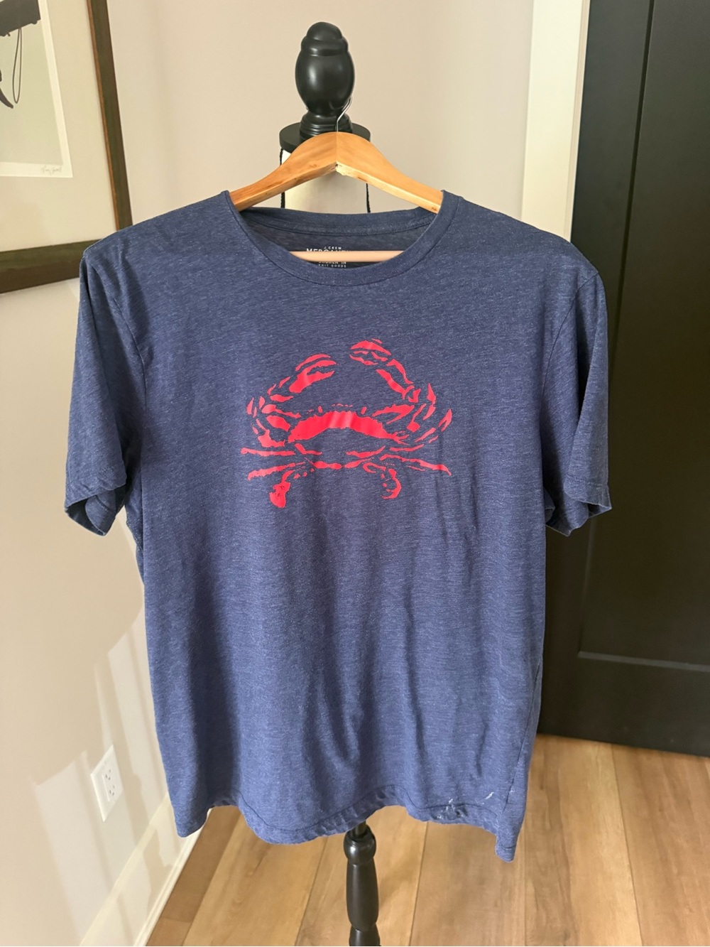 J. Crew Navy Short Sleeve Tee with Red Crab Graphic
